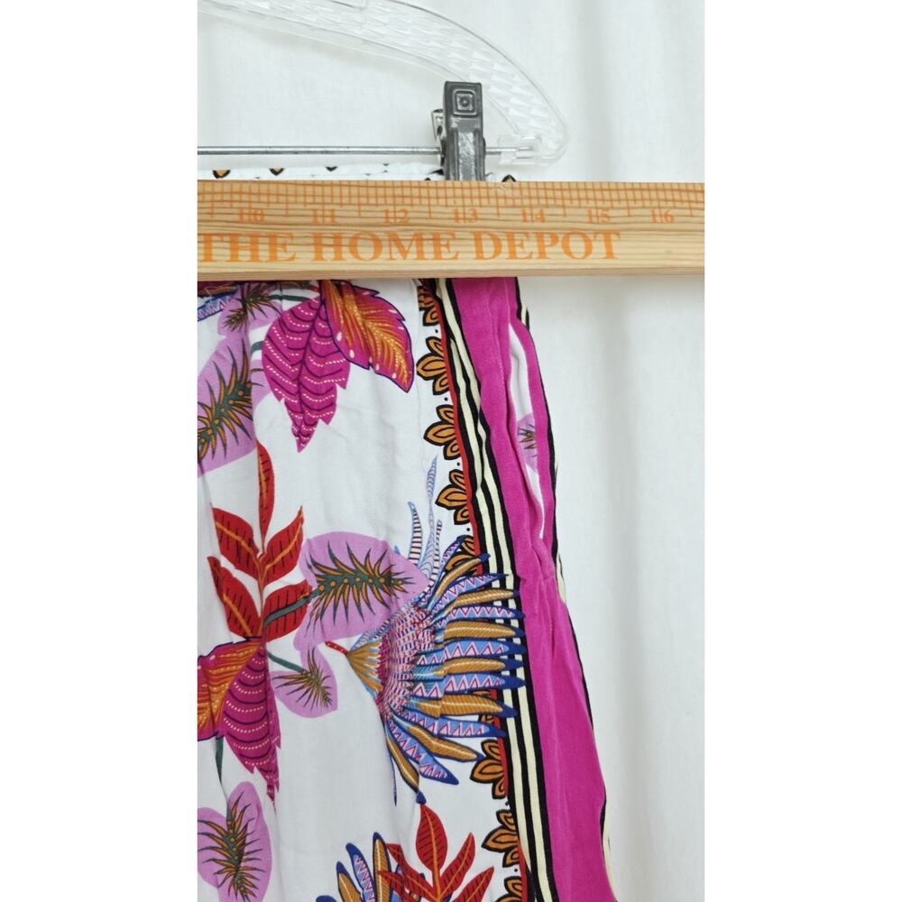 Haute Hippie 100% Rayon Pink White Tropical Floral Wide Leg Pant XS Coastal Boho - Picture 5 of 12